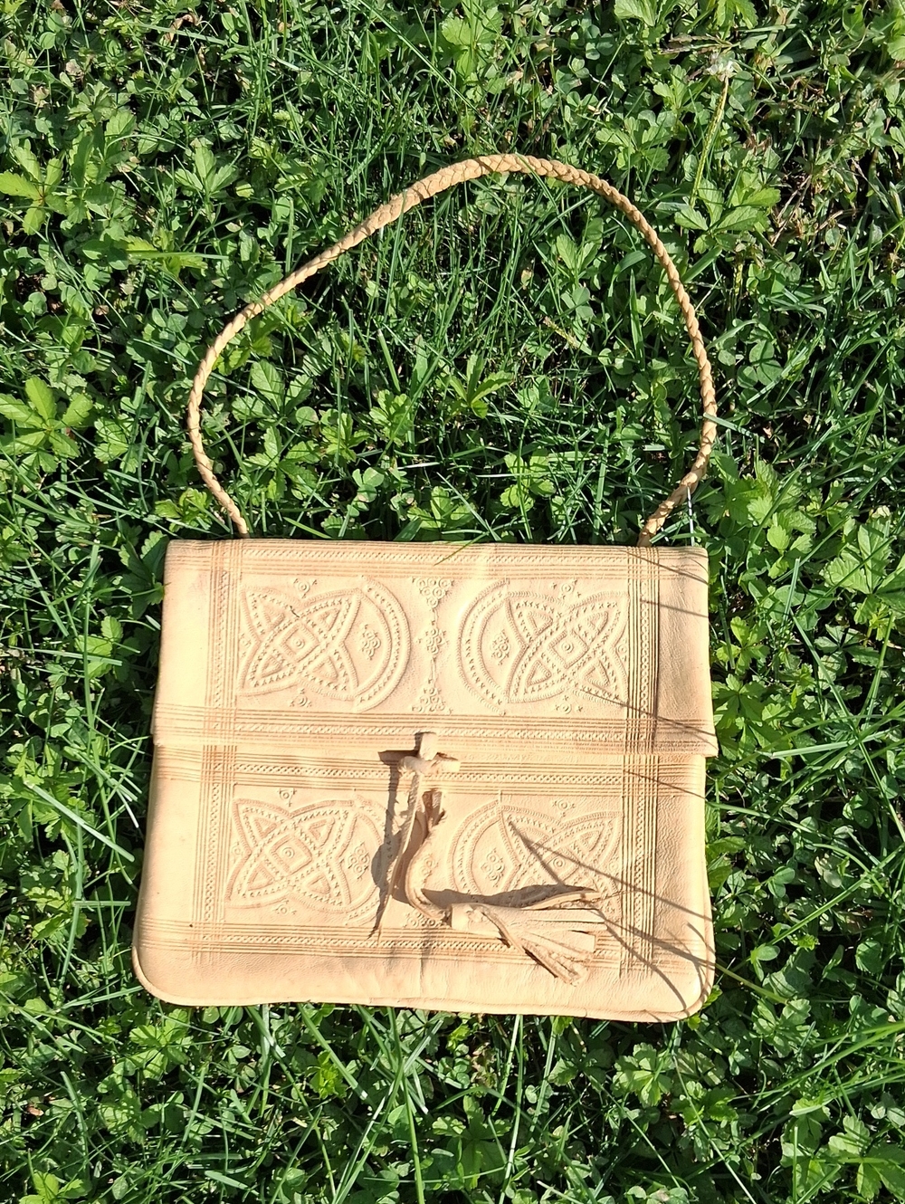 One Of A Kind Embossed Tooled Leather Shoulder Bag